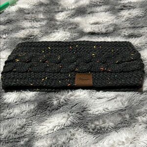 Dark Grey Knit Headband with Multicolor Specks